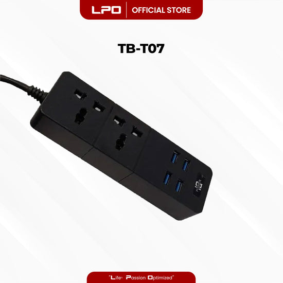 Power Extension Cord TB-T07 4 USB Port 2 Universal Plug Port 2500W-10A/110-250V 5V = 3.1A 2m Length