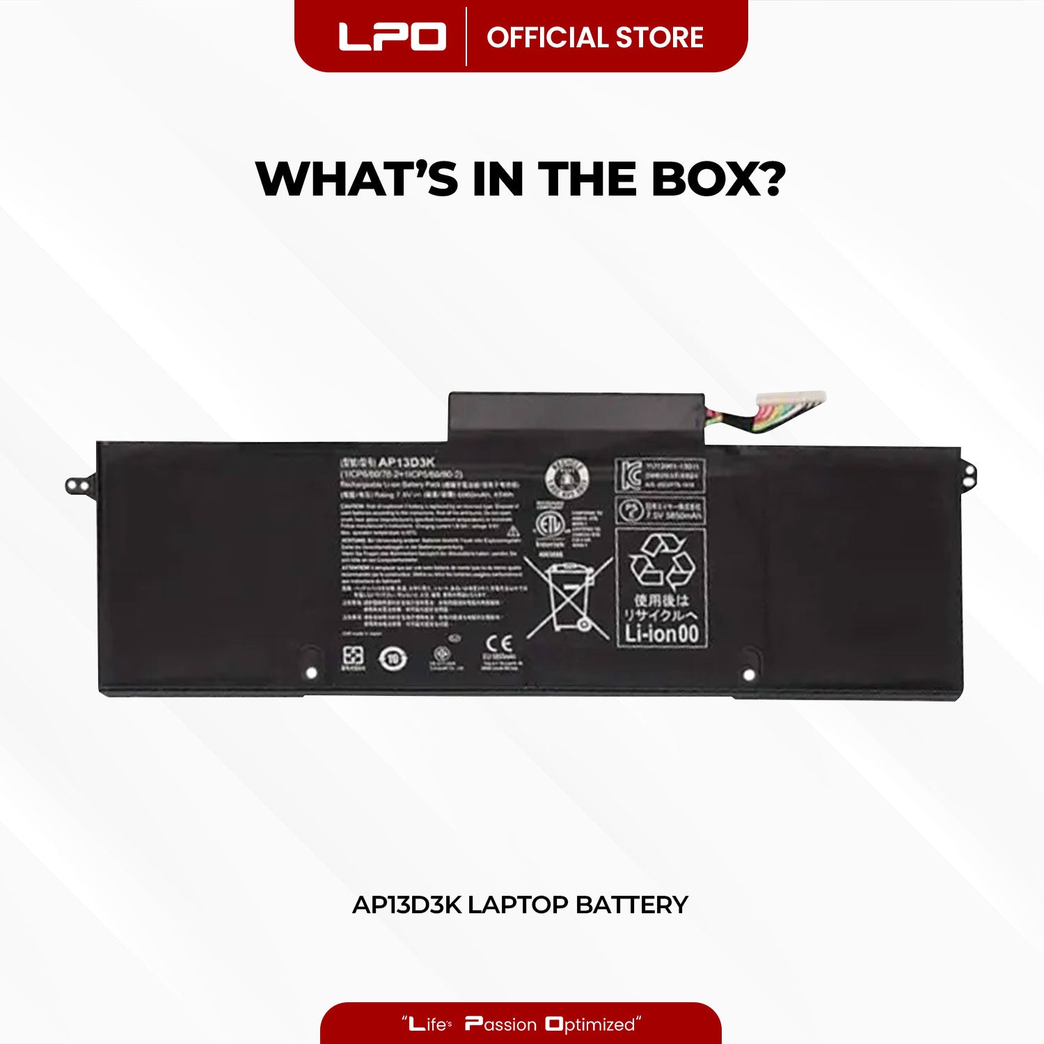 Laptop Battery AP13D3K Compatible with Acer Aspire S3-392G, 54204G1, 54206G50TWS01