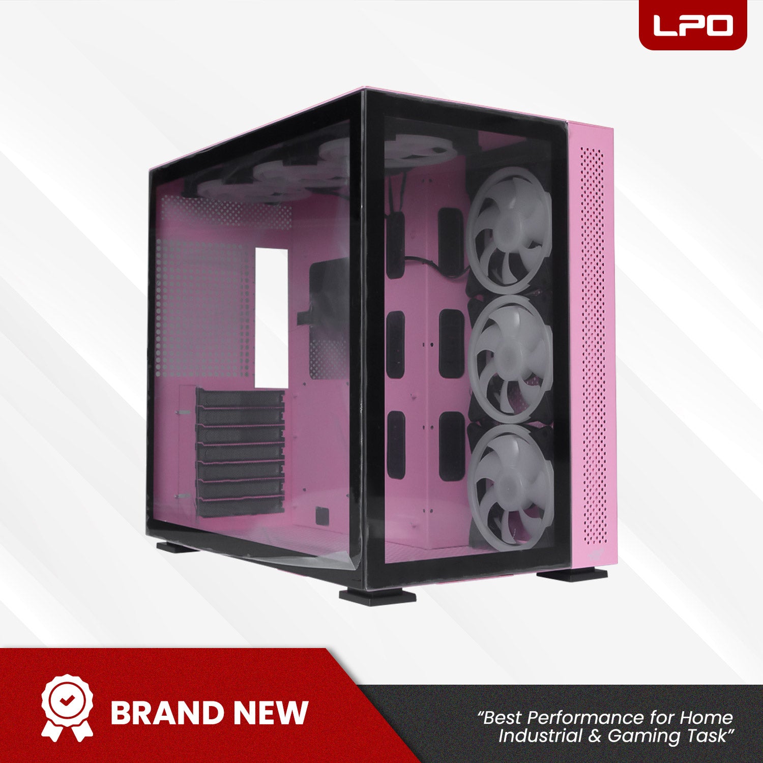 YGT V1 Dual Chamber ATX PC Case Gaming Tempered Glass Desktop Computer Case