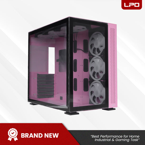 YGT V1 Dual Chamber ATX PC Case Gaming Tempered Glass Desktop Computer Case