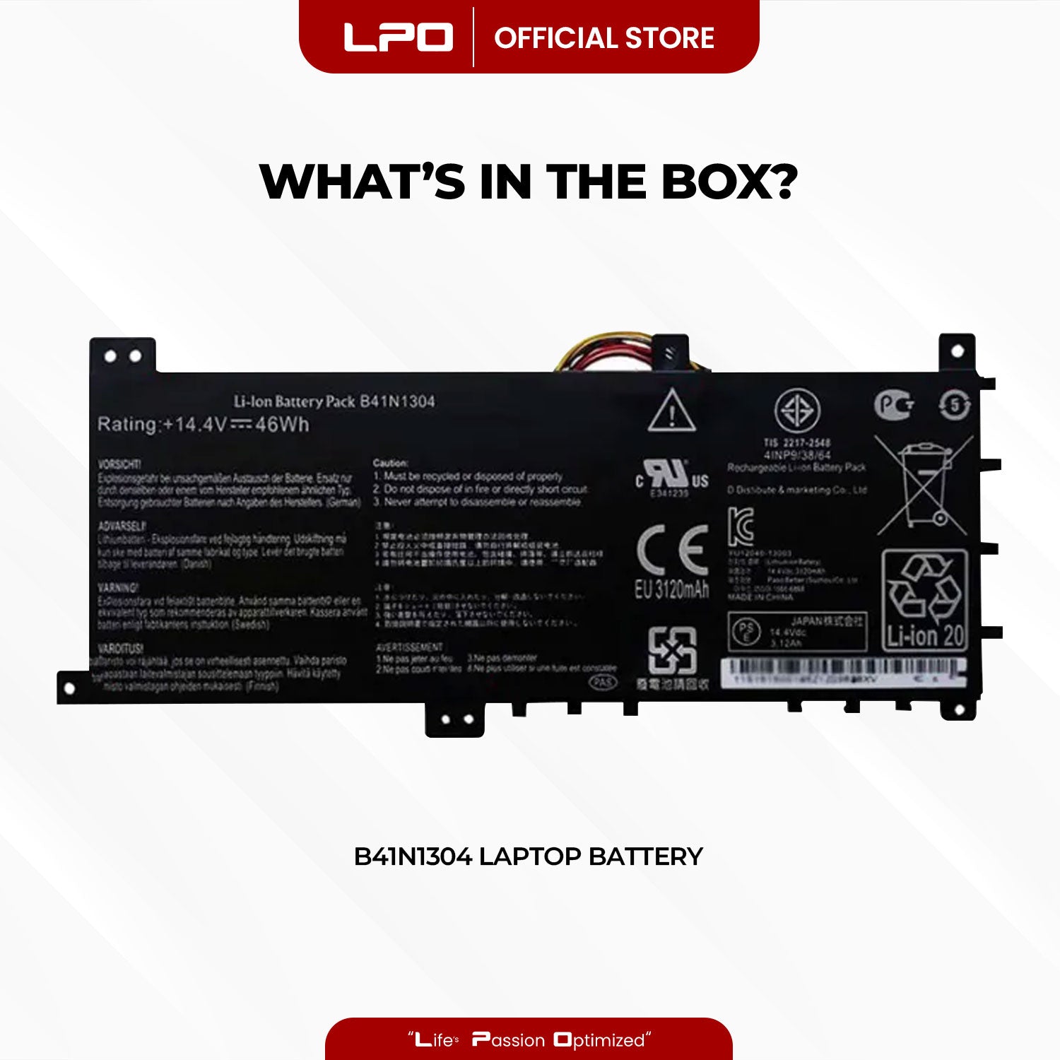 Laptop Battery B41N1304 Compatible with ASUS VivoBook S451LA S451LB B41BK4G V451LN V451LA-DS51T K451L Series