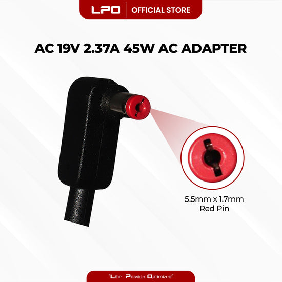 Laptop Charger Acer 19V 2.37A 45W Red Pin 5.5mm x 1.7mm Compatible with Acer Aspire E5-721