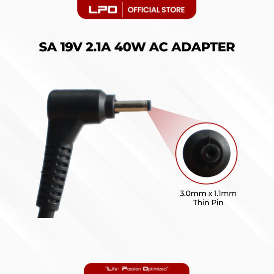 Laptop Charger Samsung 19V 2.1A 40W Thin Pin 3.0mm x 1.1mm Compatible with Samsung S series