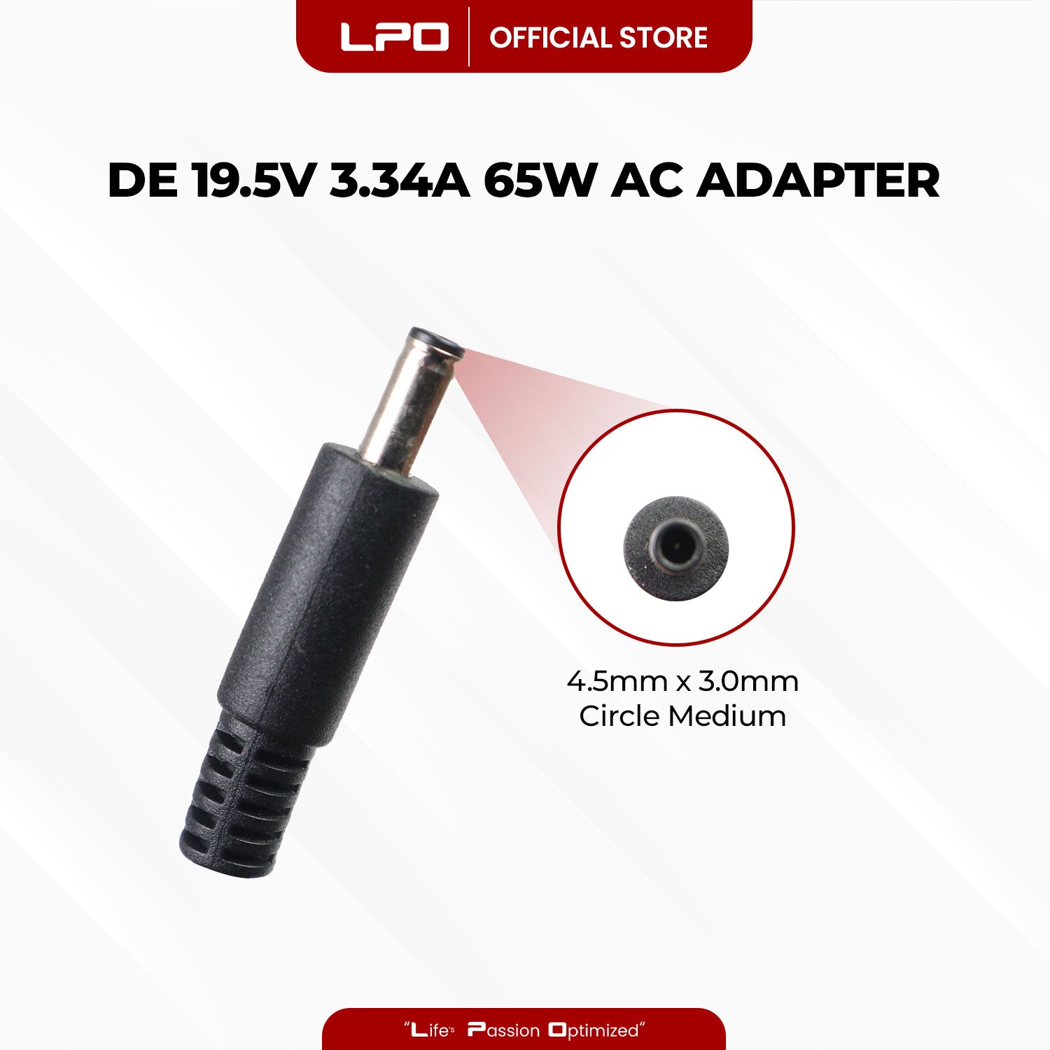 Laptop Charger Dell 19.5V 3.34A 65W Circle Medium 4.5mm x 3.0mm Compatible with Dell Inspiron 14 5480