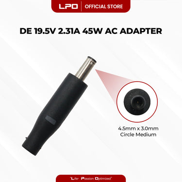 Laptop Charger Dell 19.5V 2.31A 45W Circle Medium 4.5mm x 3.0mm	Compatible with Dell 13 Ultrabook Dell 13