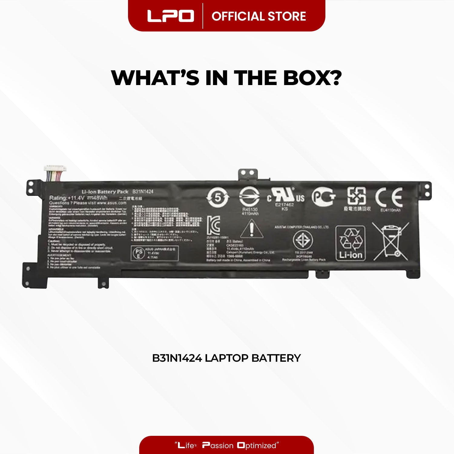 Laptop Battery B31N1424 Compatible with Asus K401L, K401LB, K401LB5010, K401LB5200, K401LB5500, K401U, K401UB, K401UQ, A400U, A401L Series