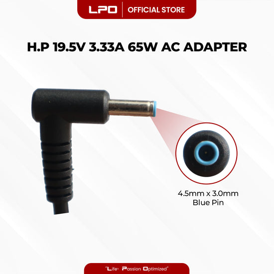 Laptop Charger HP 19.5V 3.33A 65W Blue Pin 4.5mm x 3.0mm Compatible with TPN-CA16, PPP009C, PA-1650-32H3