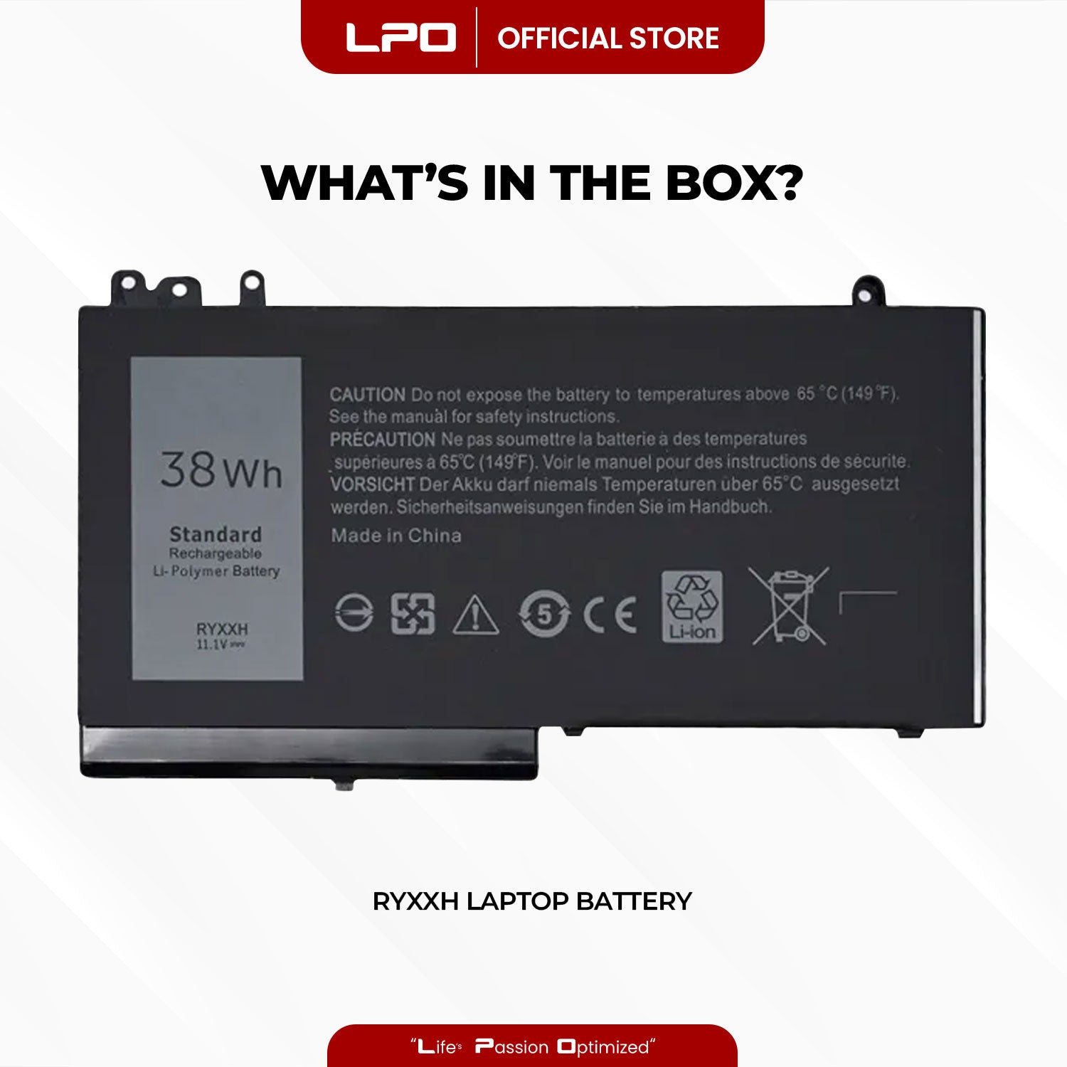 Laptop Battery RYXXH Compatible with DELL Latitude 12 5000 Series, For DELL Latitude 12 E5250 Series