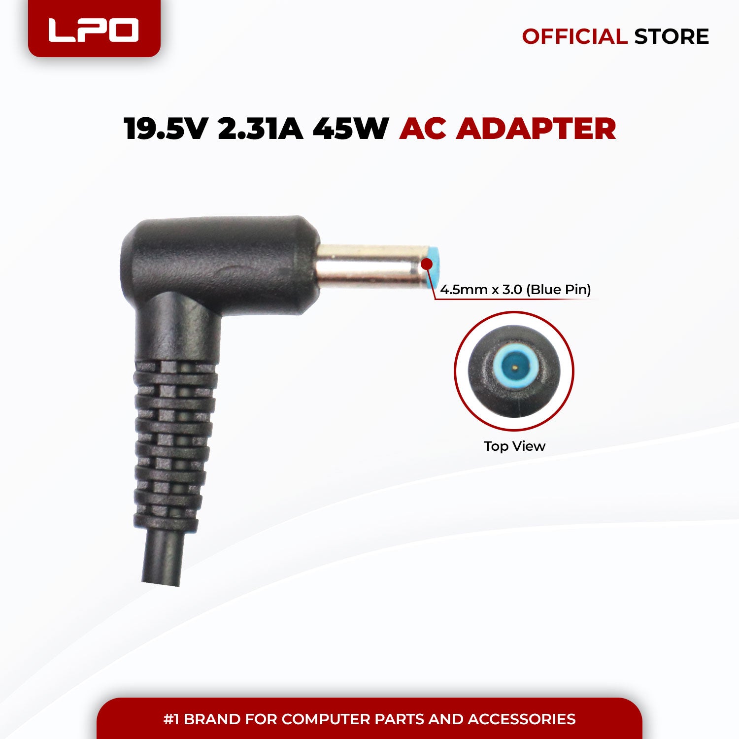 Laptop Charger HP 19.5V 2.31A 45W Blue Pin 4.5mm x 3.0mm Compatible with HP Pavilion 11 13 15; HP elitebook Folio 1040 g1