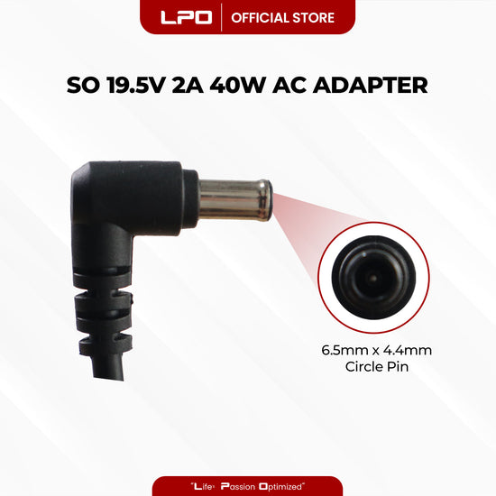 Laptop Charger Sony 19.5V 2A / 3A 40W Circle Pin 6.5mm x 4.4mm Compatible with Sony Vaio W Series