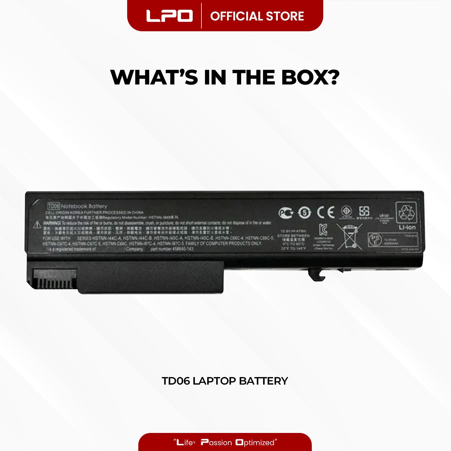 Laptop Battery TD06 Compatible with HP ProBook 6440b 6545b 6550b 8440P HSTNN-C68C