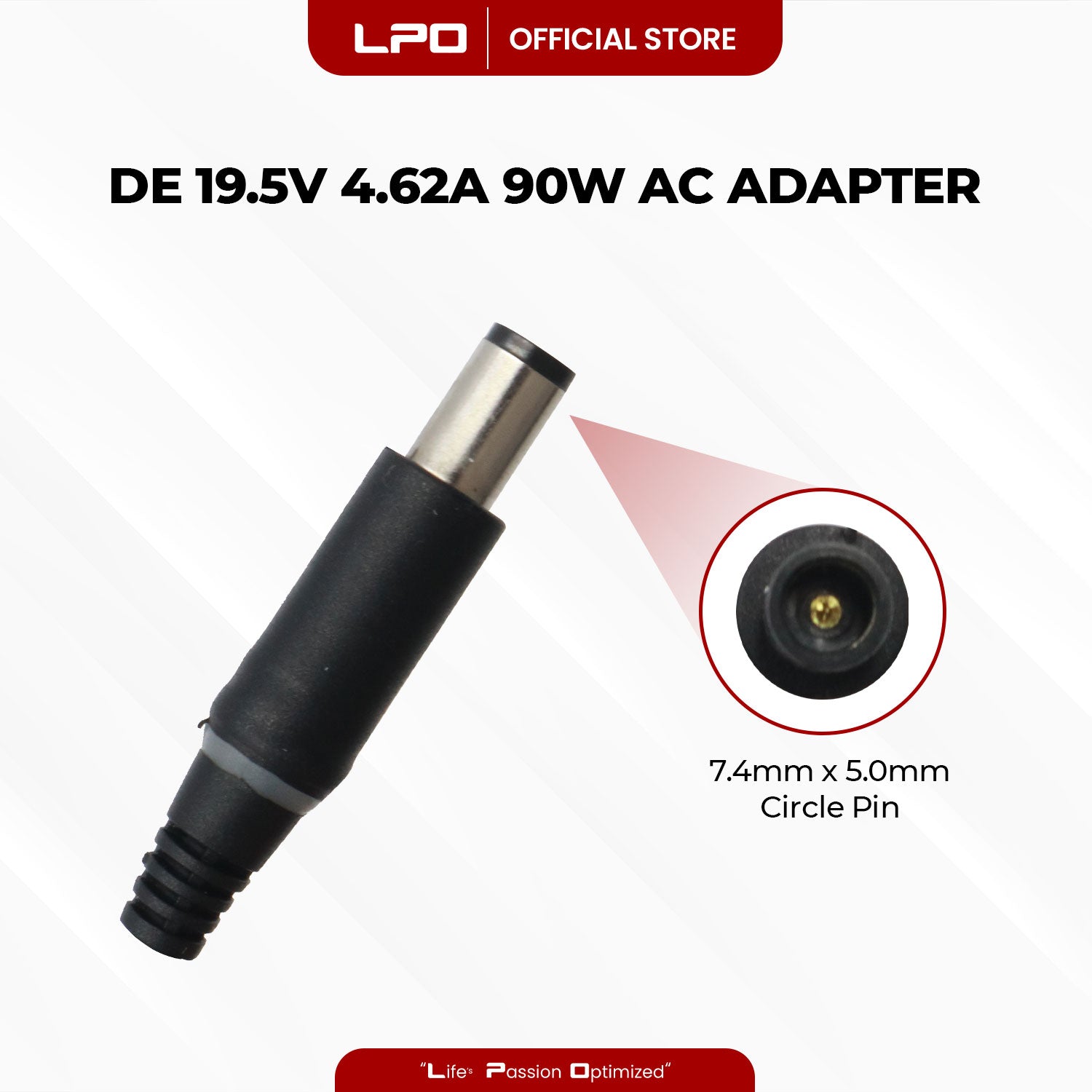 Laptop Charger Dell 19.5V 4.62A 90W Circle Pin 7.4mm x 5.0mm Compatible with PA-10