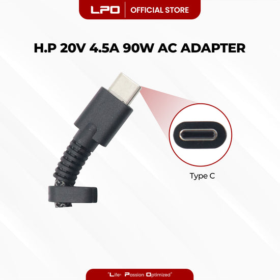 Laptop Charger HP 20V 4.5A 90W TYPE C Compatible with HP Spectre x360 904082-003