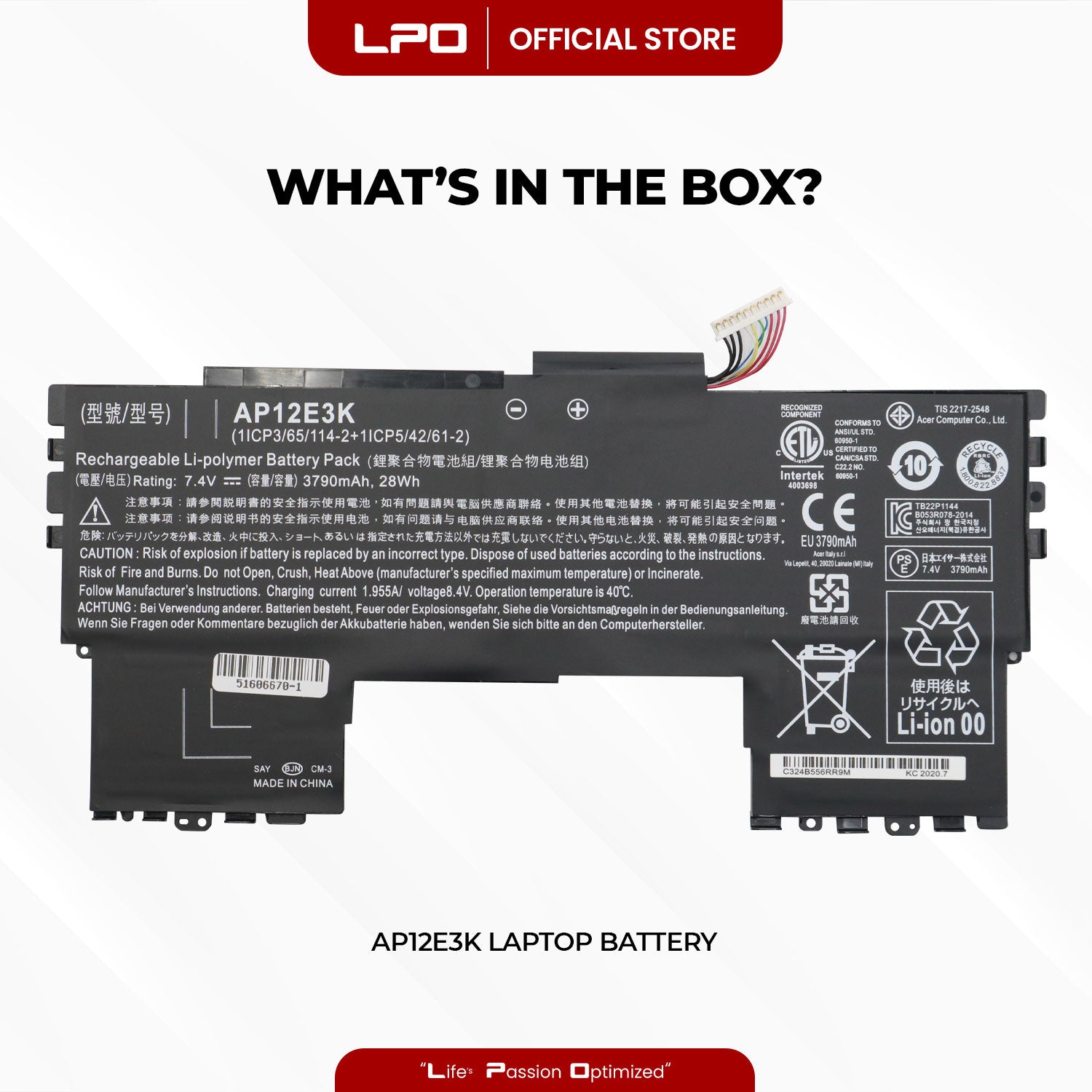 Laptop Battery AP12E3K Compatible with Acer Aspire S Ultrabook Series Aspire S7 191 Ultrabook Series - LPO Laptop PC-Outlet