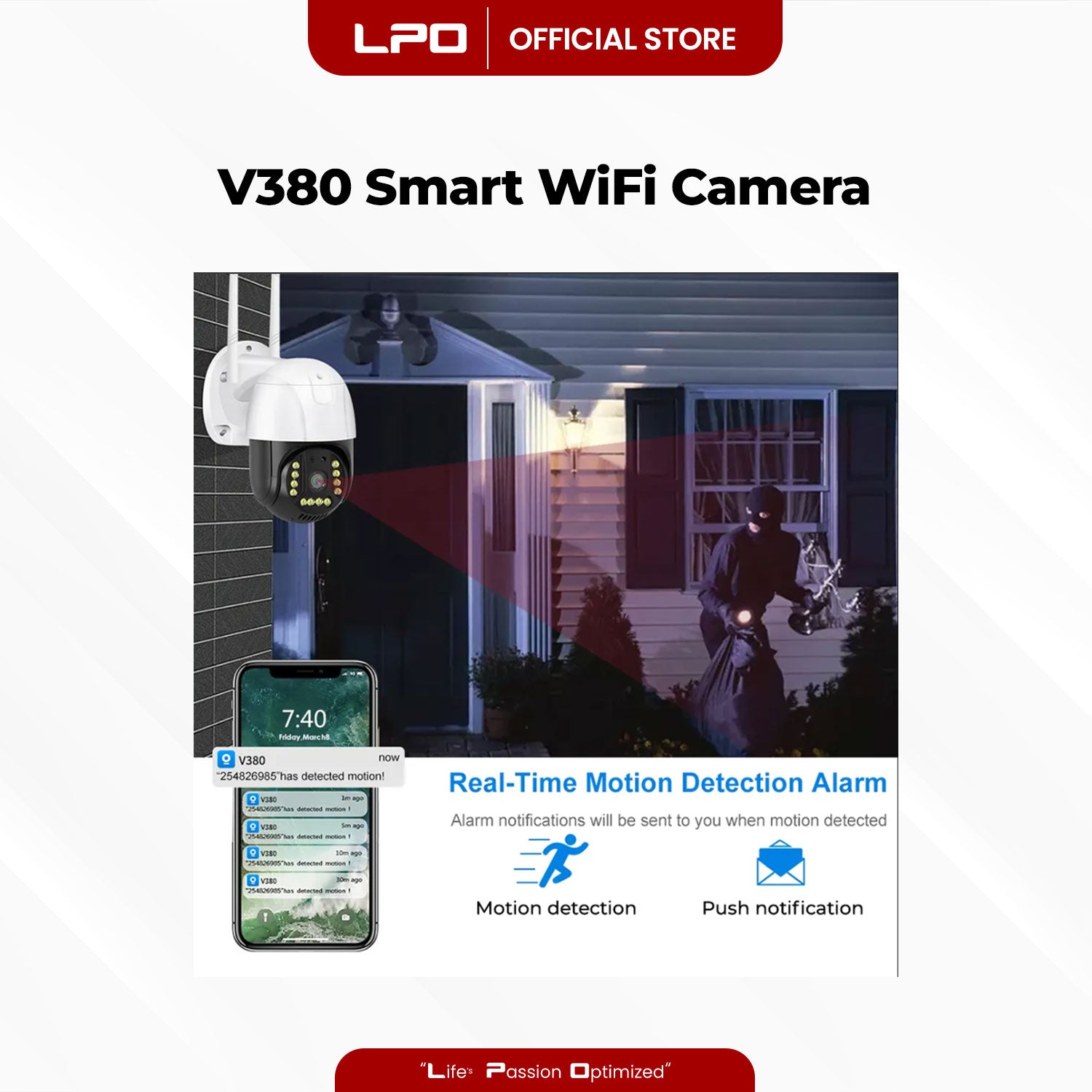 V380 Pro C18PROX-H Smart CCTV Wifi Dome Camera Wireless Connectivity with Two-way Audio, Day/Night Vision, Auto Tracking