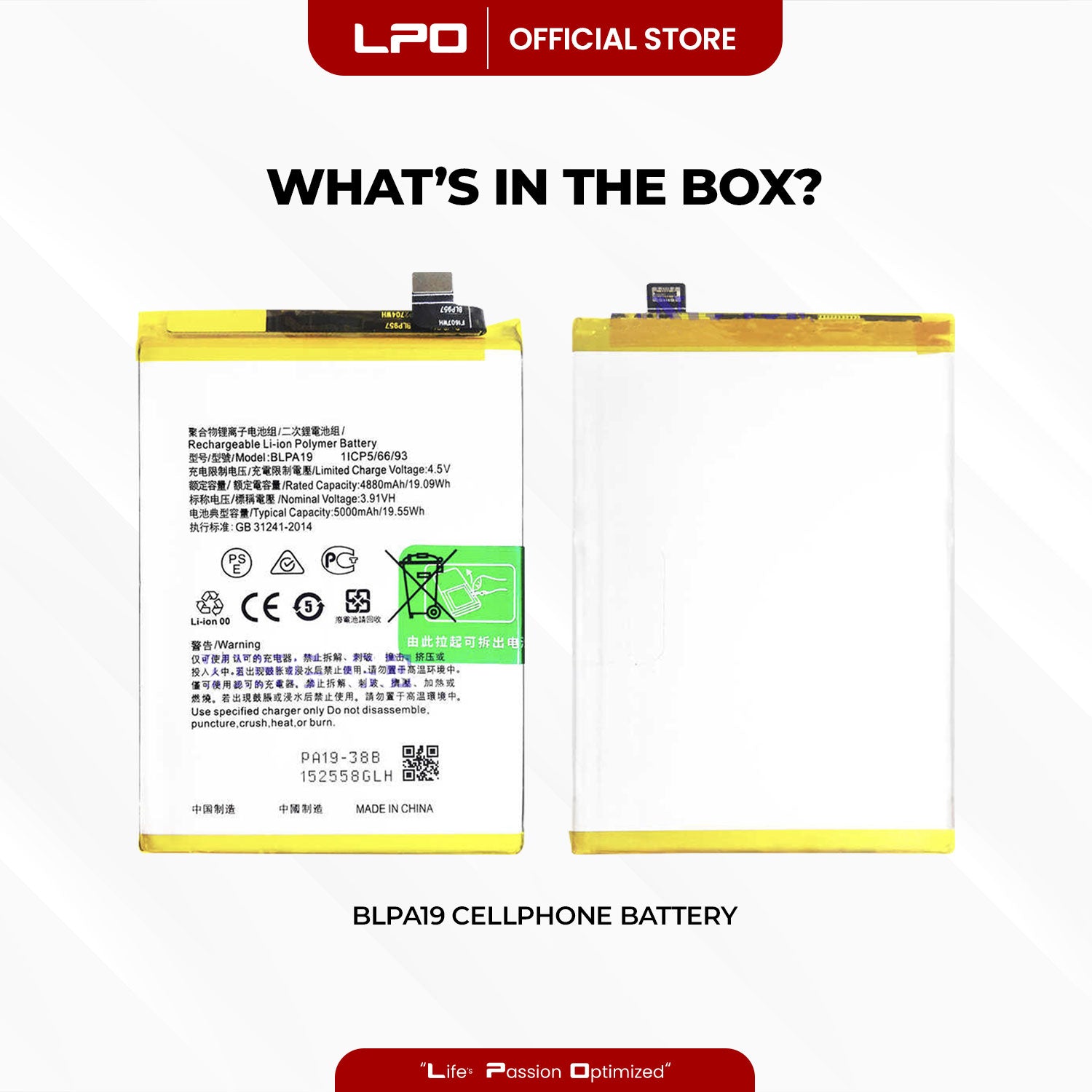 Cellphone Battery	Oppo A38 2023 BLPA19 Compatible with CPH2579 - LPO Laptop PC-Outlet