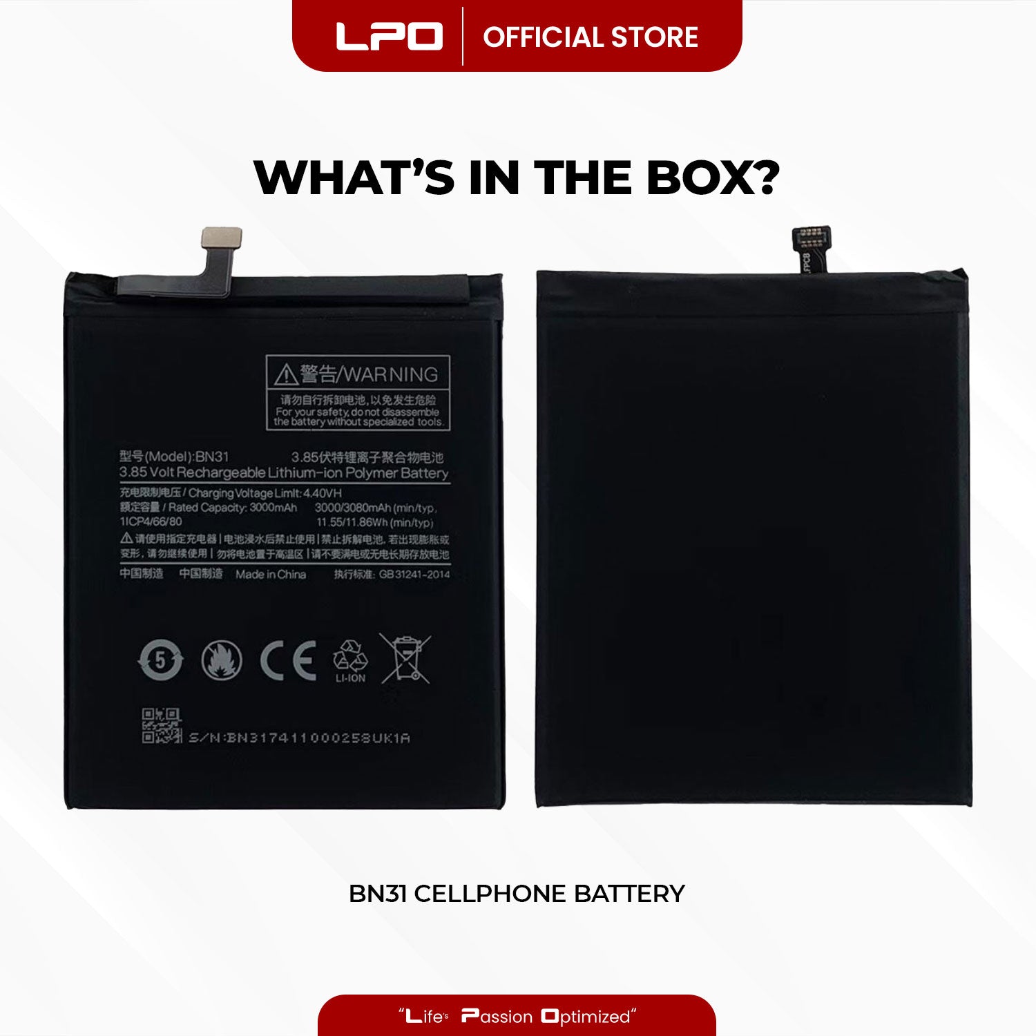 Cellphone Battery Xiaomi Mi A1 2017 BN31 Compatible with MDG2, MDI2 - LPO Laptop PC-Outlet