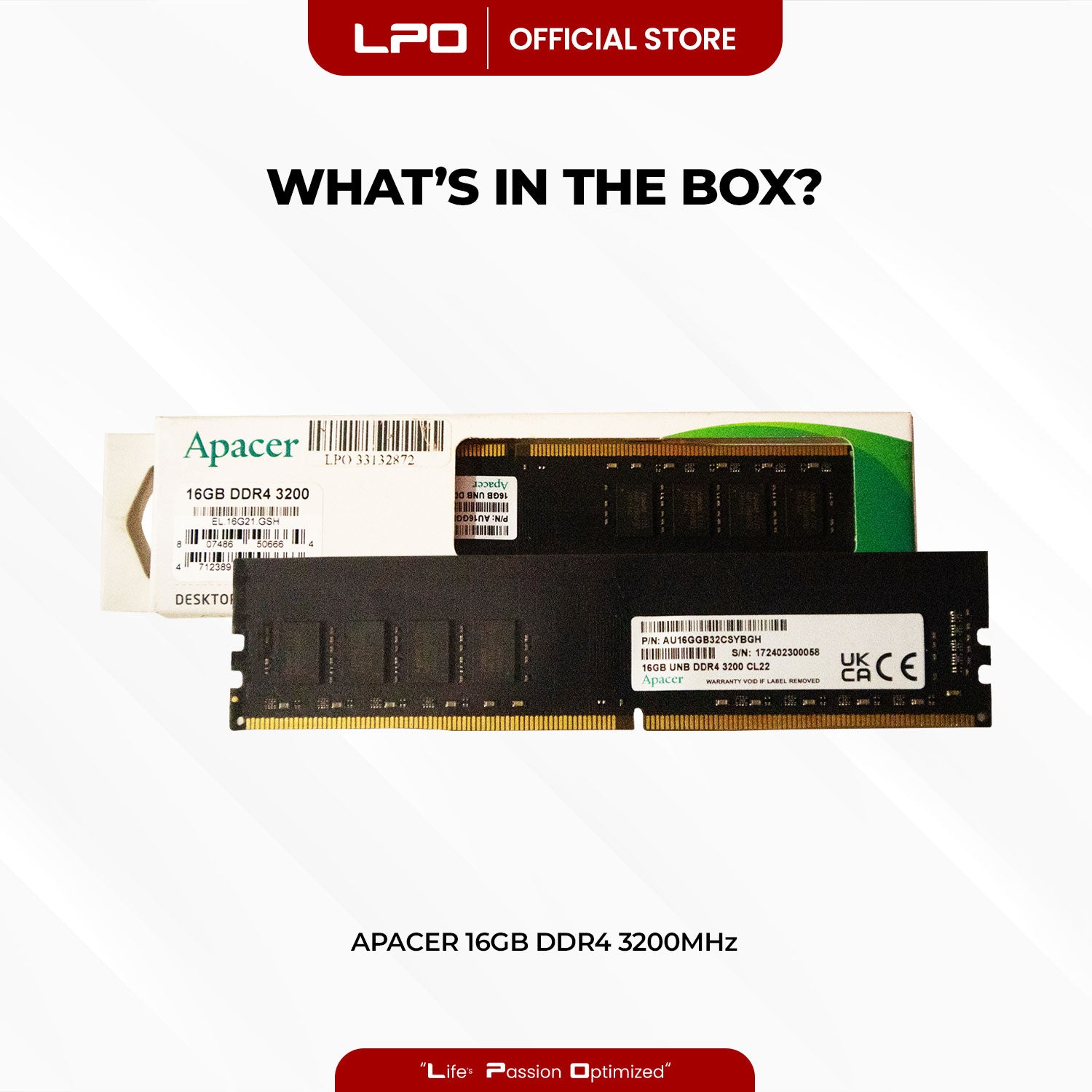 Apacer 16GB DDR4 3200Mhz DIMM for Desktop RAM