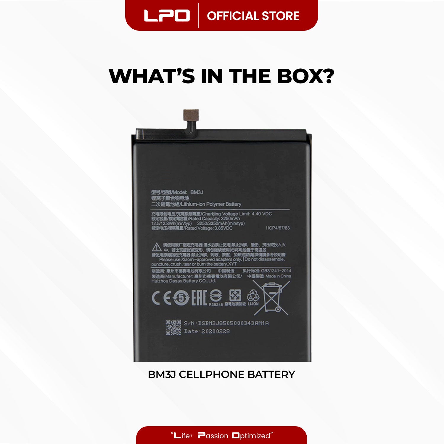 Cellphone Battery Xiaomi Mi 8 Lite 2018 BM3J Compatible with M1808D2TG - LPO Laptop PC-Outlet