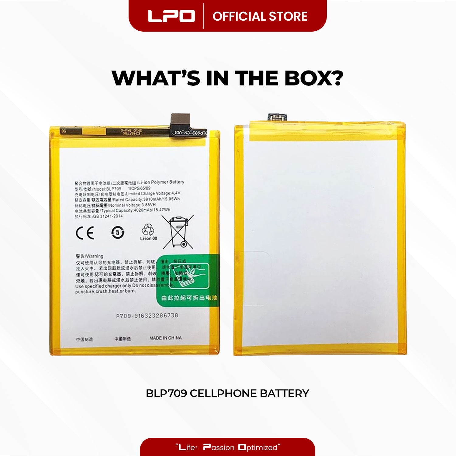 Cellphone Battery	Oppo A9 2019 BLP709 Compatible with PCAM10, CPH1938 - LPO Laptop PC-Outlet