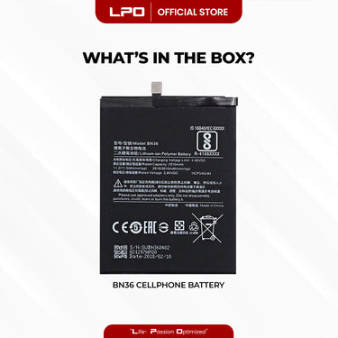 Cellphone Battery Xiaomi Mi A2 (Mi 6X) 2018 BN36 Compatible with M1804D2SG, M1804D2SI, Mi A2, Mi 6X - LPO Laptop PC-Outlet