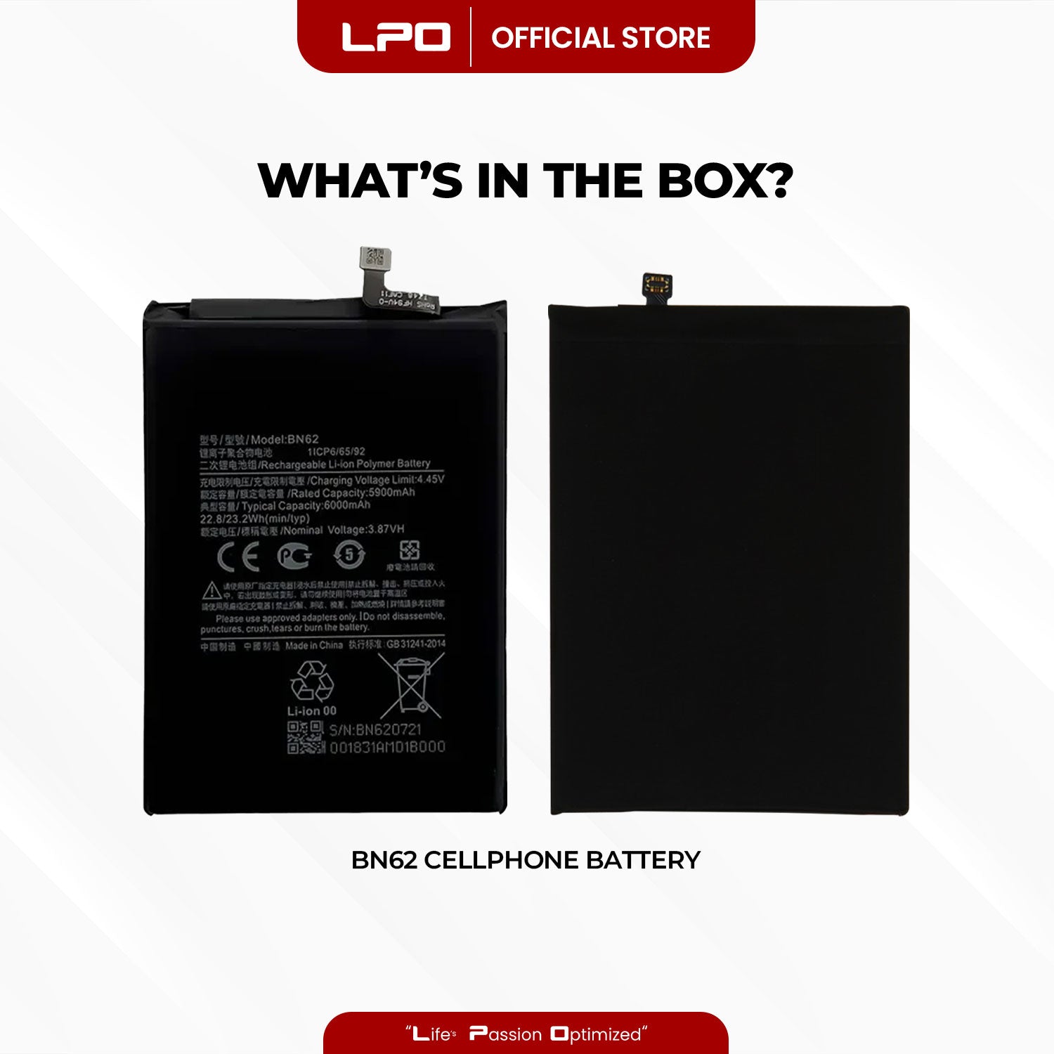 Cellphone Battery Xiaomi Redmi Note 9 4G 2020 BN62 Compatible with M2010J19SC - LPO Laptop PC-Outlet