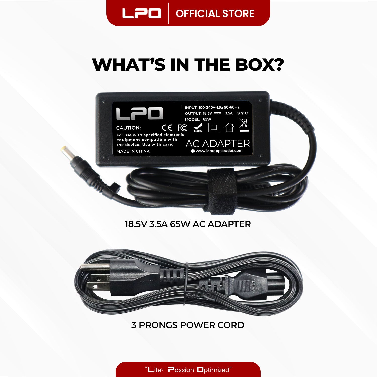 Laptop Charger LG 18.5V 3.5A 65W Yellow Pin 4.8mm x 1.7mm Compatible with LG R40 R4R405