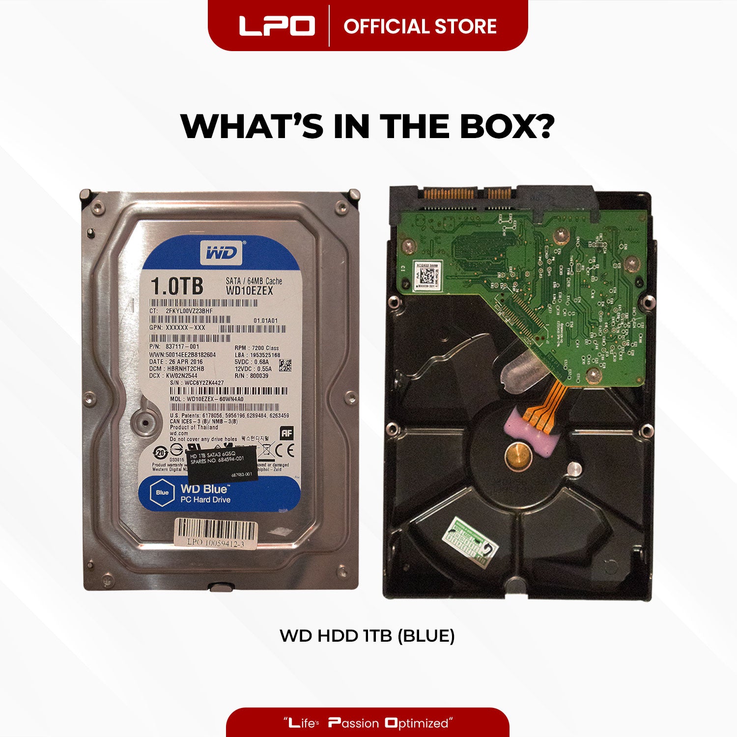 Western Digital (blue) HDD 1TB WD10EZEX Hard Disk General Purpose Drive