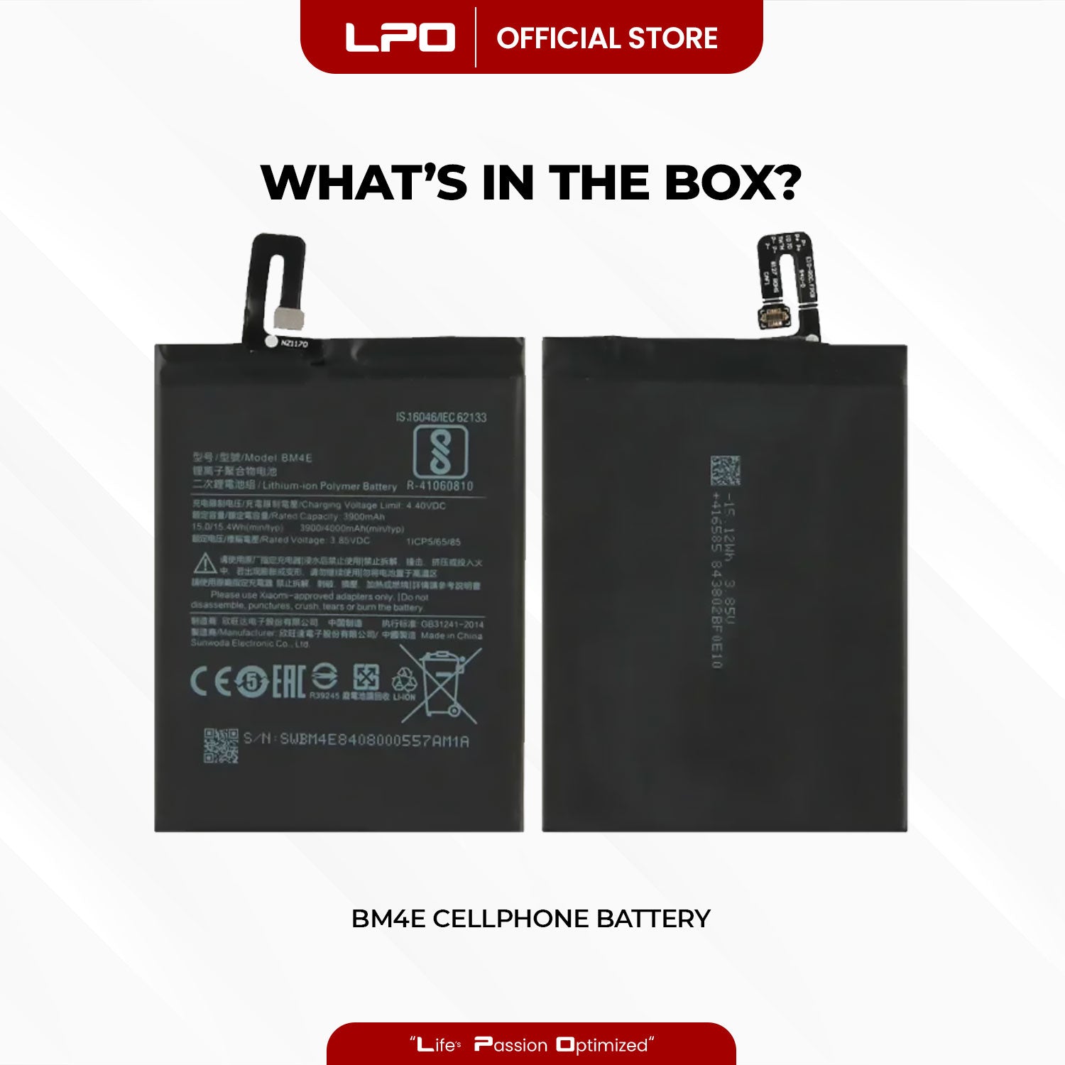Cellphone Battery Xiaomi Pocophone F1 2018 BM4E Compatible with M1805E10A, POCO F1 - LPO Laptop PC-Outlet