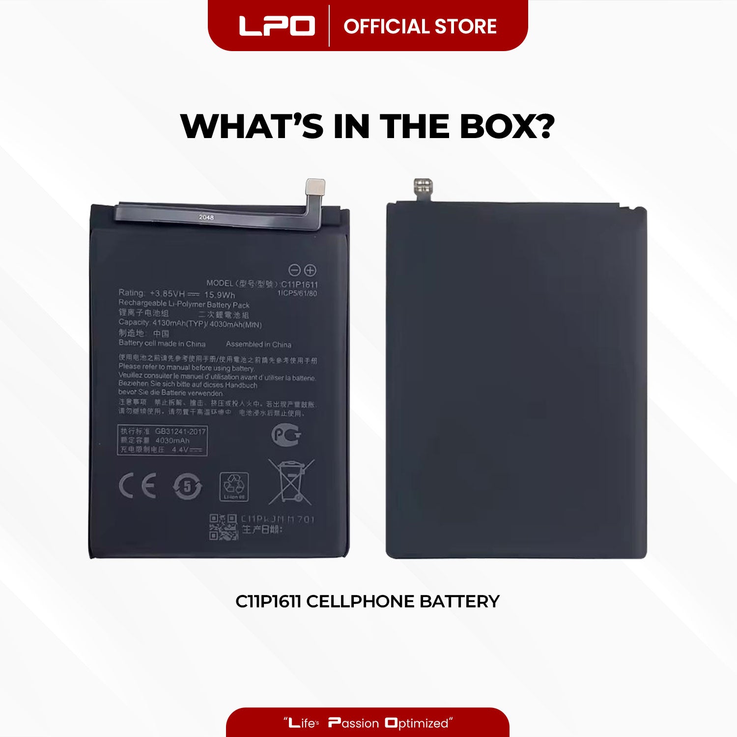 Cellphone Battery Asus Zenfone 3 Max ZC520TL 2016 C11P1611 Compatible with X008D
