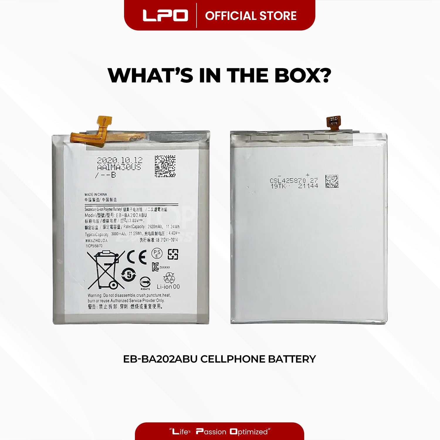 Cellphone Battery Samsung Galaxy A20 2019 EB-BA202ABU Compatible with Samsung Galaxy A10e, A20e