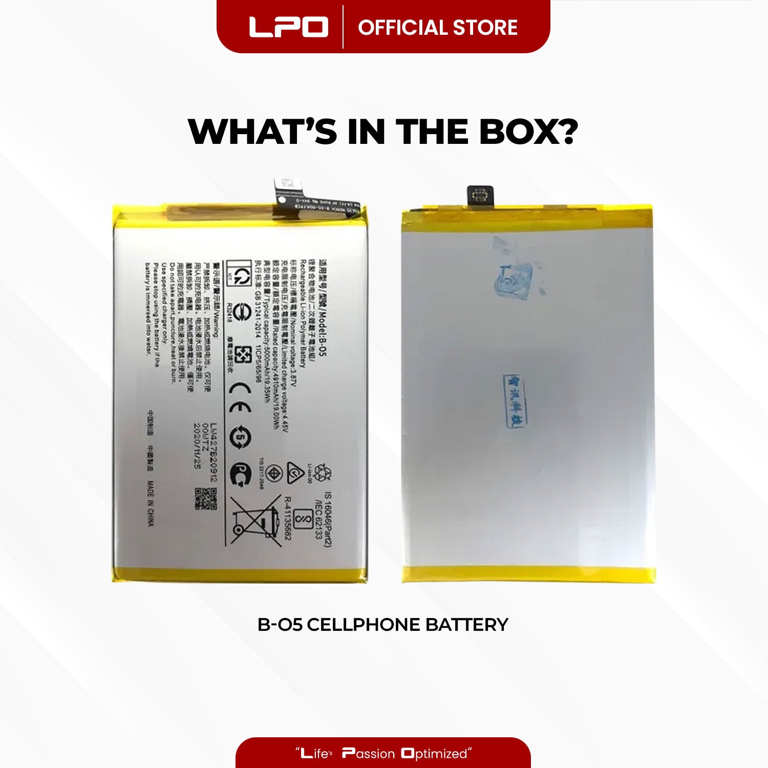 Cellphone Battery Vivo Y12s 2020 B-O5 B-05 Compatible with Vivo Y20s 2020, Y20 2020 / 2021 - LPO Laptop PC-Outlet