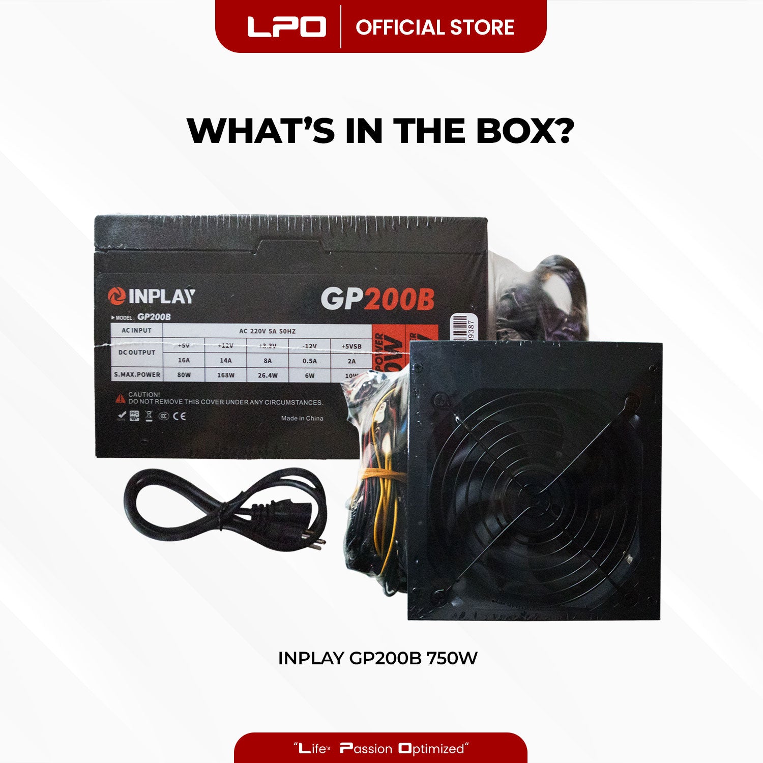 Inplay GP200B 750W Generic Power Supply For CPU Desktop PC Computer