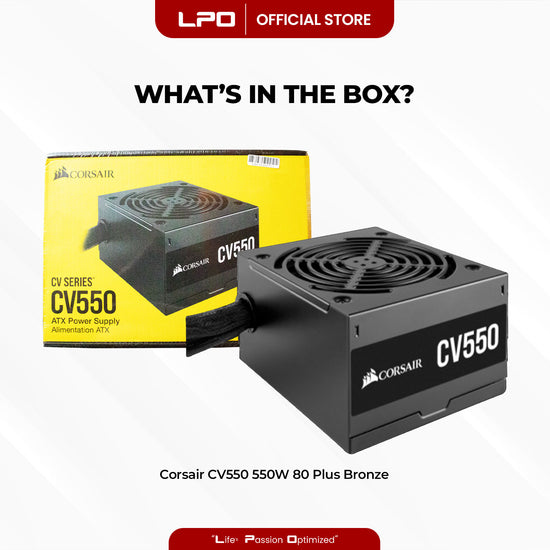 Corsair CV Series CV550 550W 80+ Bronze ATX Power Supply For CPU Desktop PC Computer