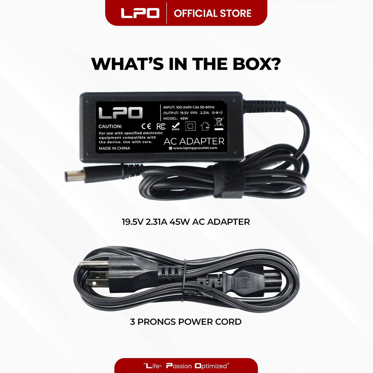 Laptop Charger Dell 19.5V 2.31A 45W Circle Pin 7.4mm x 5.0mm Compatible with P/N: HA50NM16B, 5R7RR