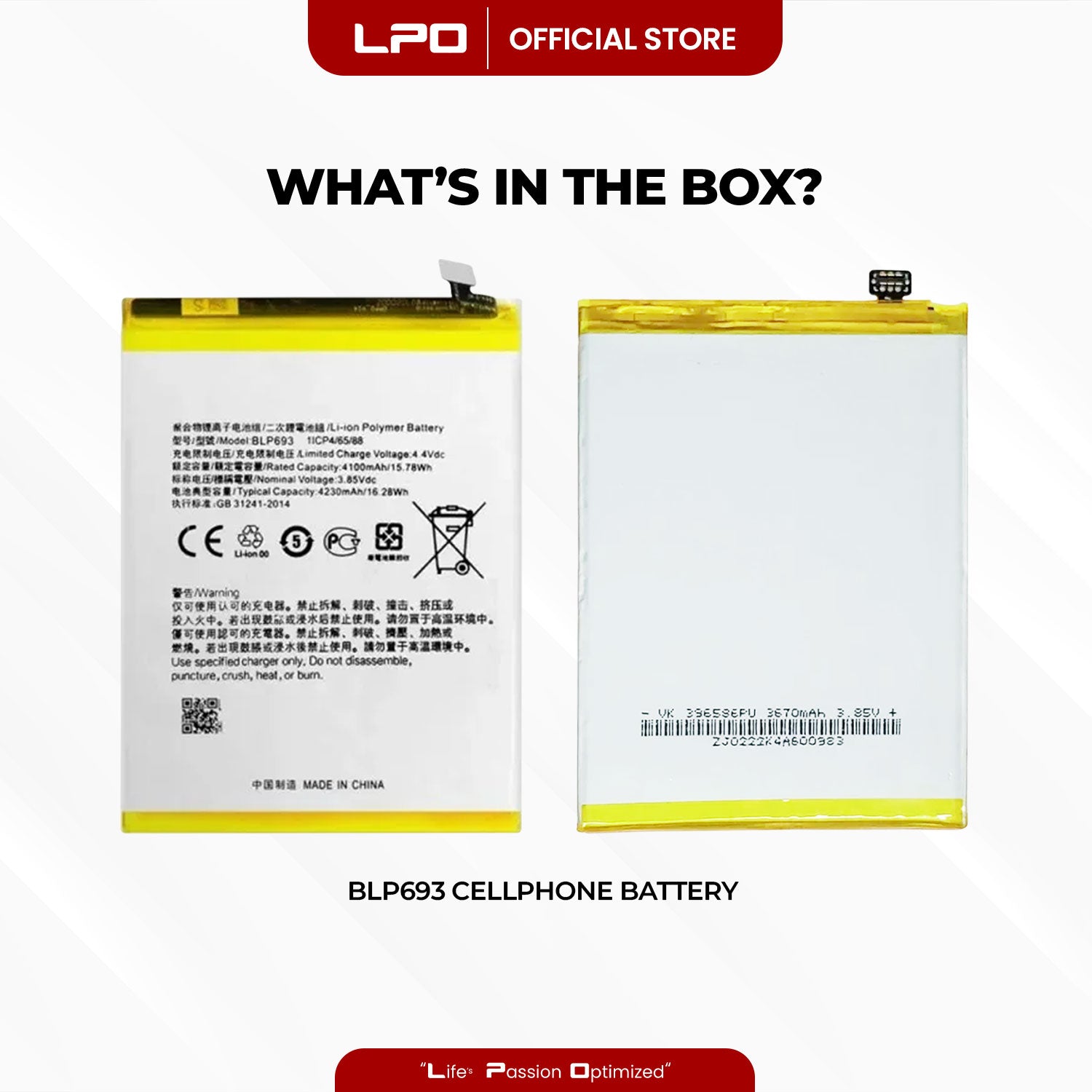 Cellphone Battery	Realme 3 2019 / 5i / C11 BLP693 Compatible with RMX1825, RMX1821, 1821