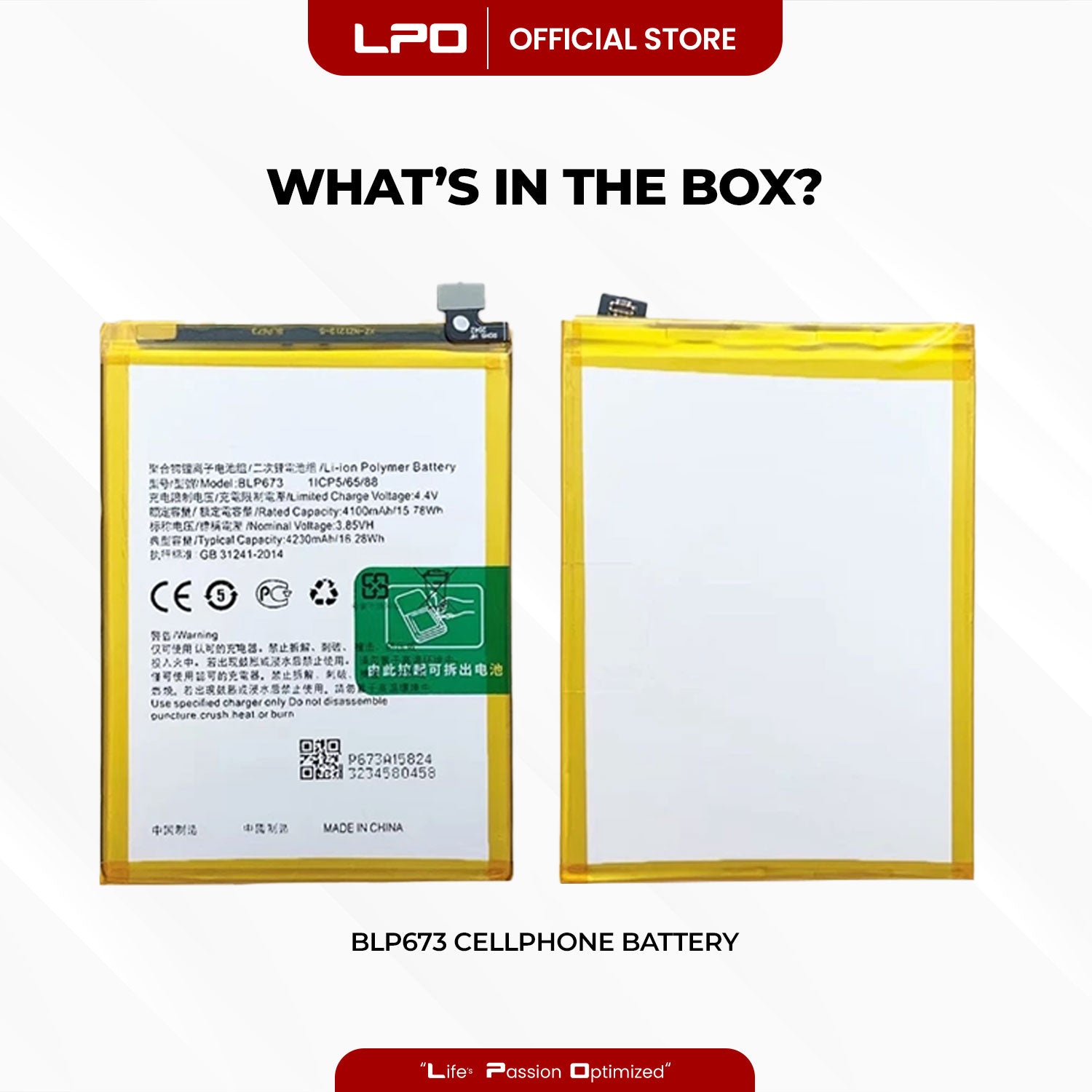 Cellphone Battery	Oppo A12 A8 A3S BLP673 Compatible with CPH2083, CPH2077, PDBM00, CPH1803, CPH1853, CPH1805 - LPO Laptop PC-Outlet