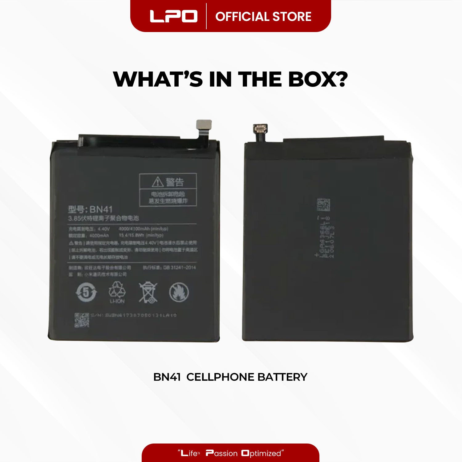 Cellphone Battery Xiaomi Redmi Note 4 (MediaTek) 2016 BN41 Compatible wtih Xiaomi Redmi Note 4 (MediaTek) 2016 - LPO Laptop PC-Outlet