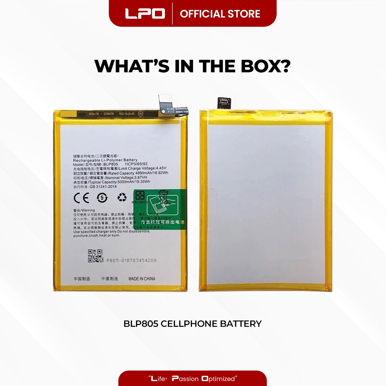 Cellphone Battery	Oppo A53 2020 / A33	BLP805 Compatible with CPH2127, CPH2131 - LPO Laptop PC-Outlet