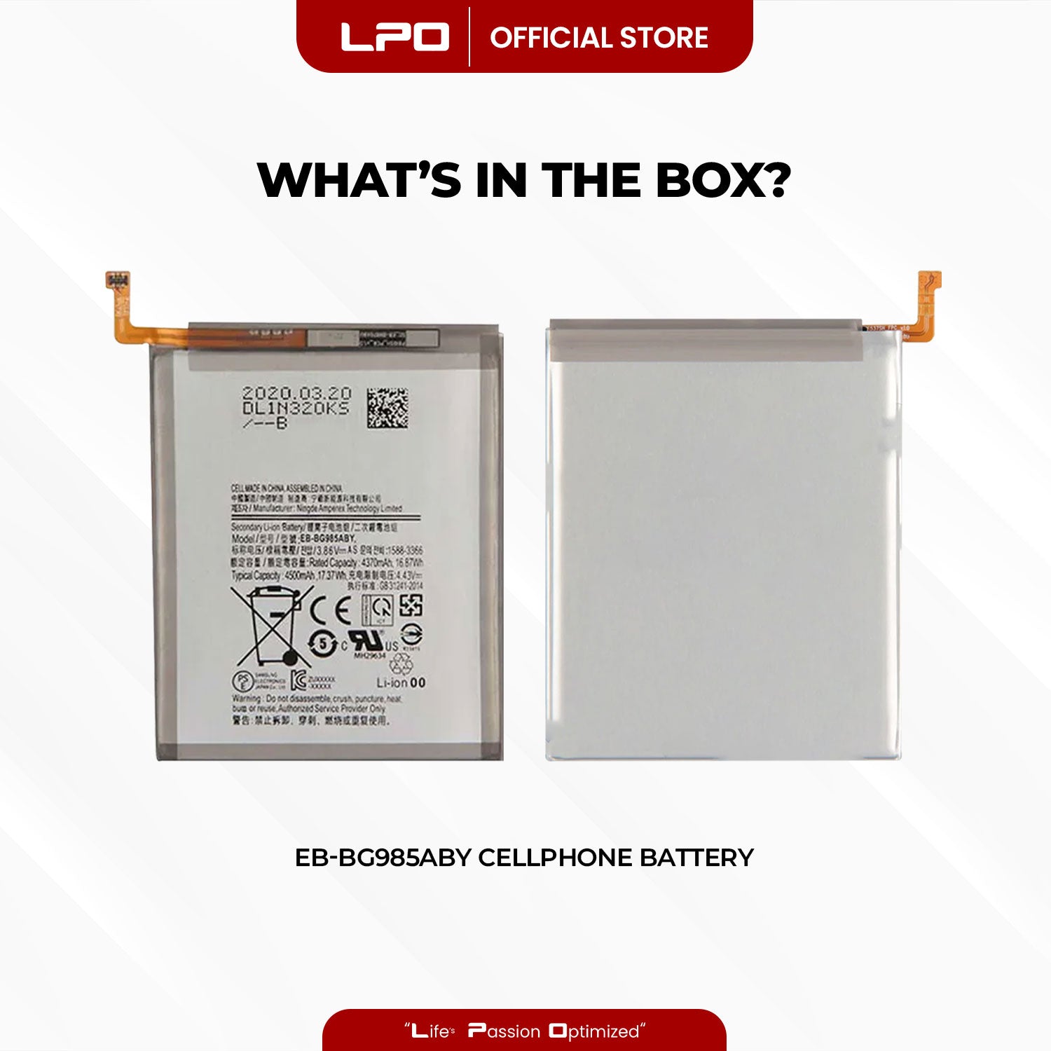 Cellphone Battery Samsung Galaxy S20+ 2020 EB-BG985ABY Compatible with SM-G985, SM-G985F, SM-G985F/DS