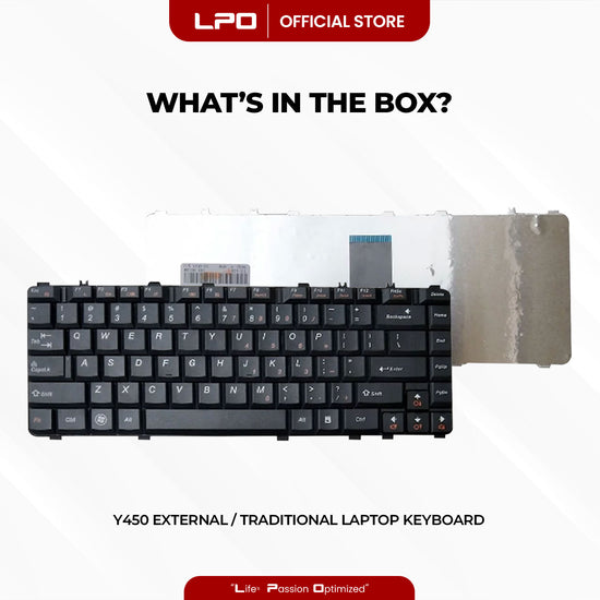 Laptop Keyboard LENOVO Y450 External / Traditional Black US Compatible with Lenovo Y460 Series