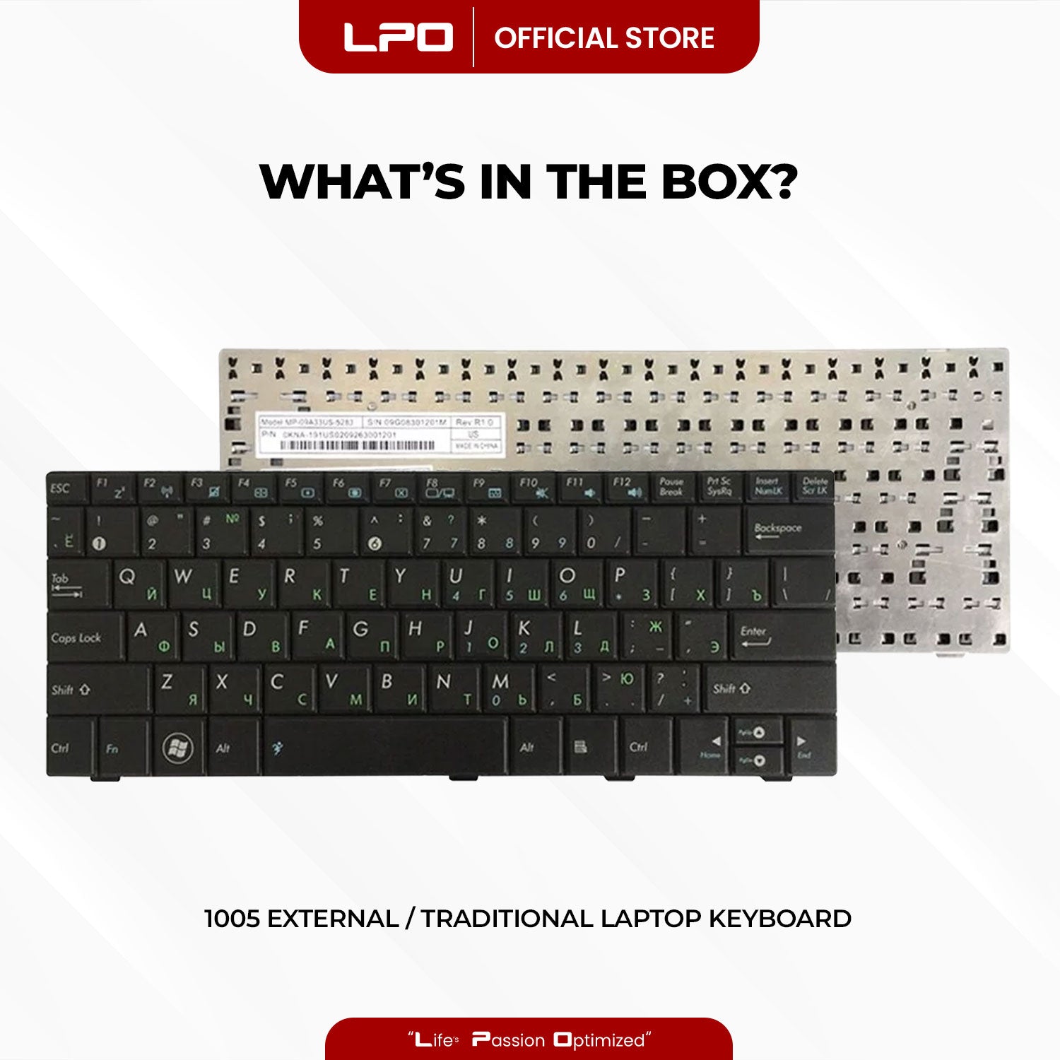 Laptop Keyboard ASUS 1005 External / Traditional Black US Compatible with Asus EEE PC 1005 HA