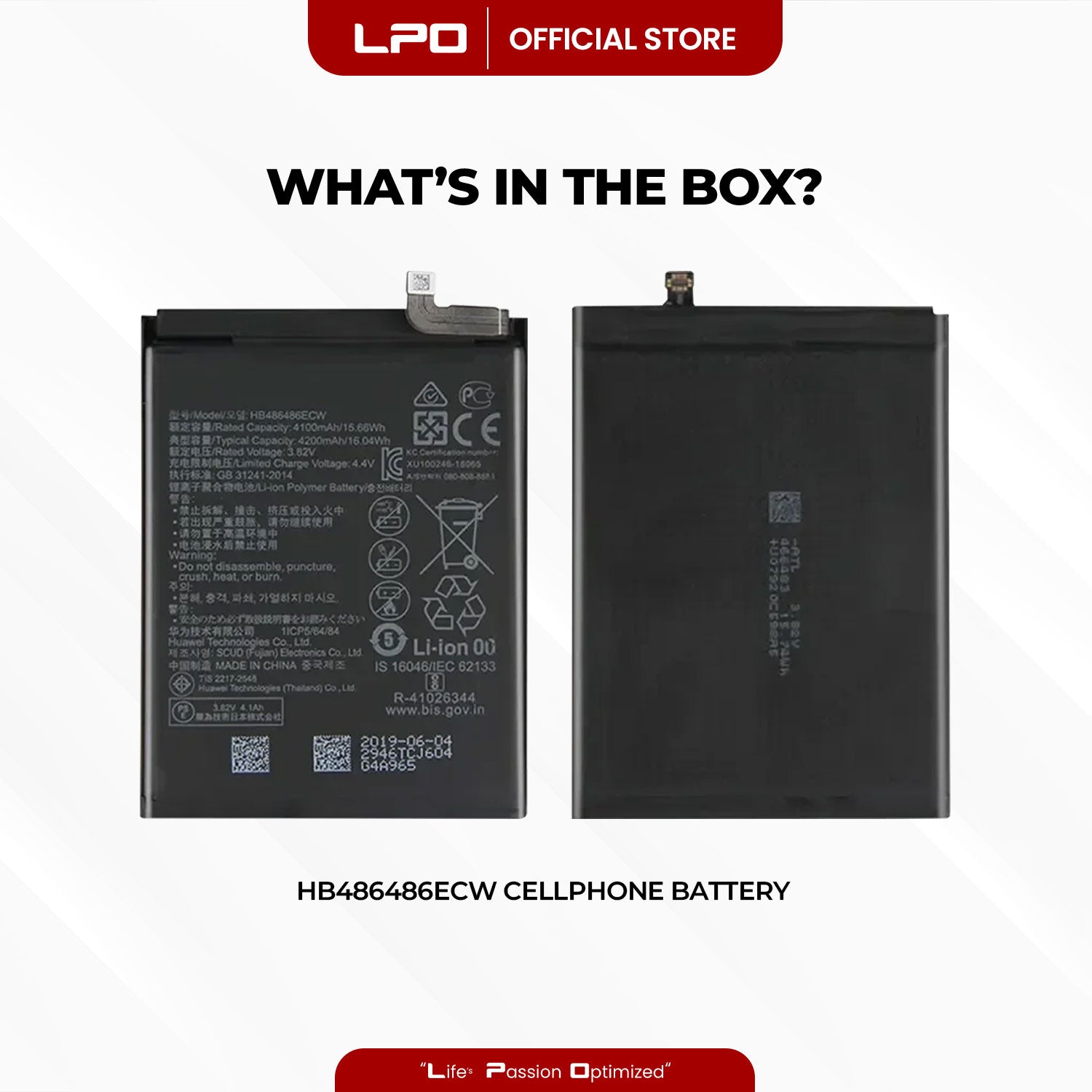 Cellphone Battery Huawei Mate 20 Pro 2018 / P30 Pro HB486486ECW Compatible with LYA-L09
