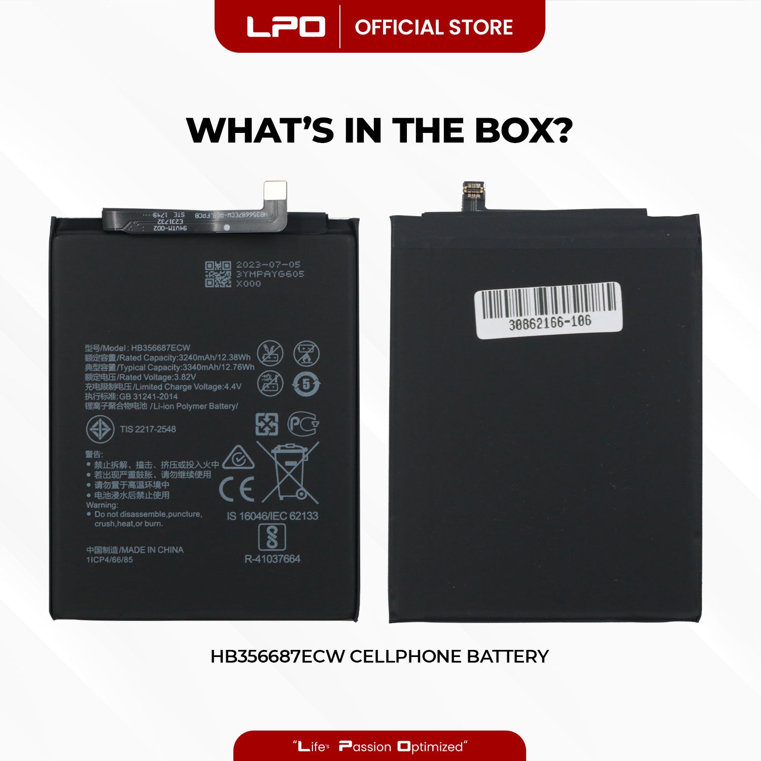 Cellphone Battery Huawei Nova 3i / Nova 2i HB356687ECW Compatible with Huawei Honor 7X, Mate 10 Lite, P30 Lite