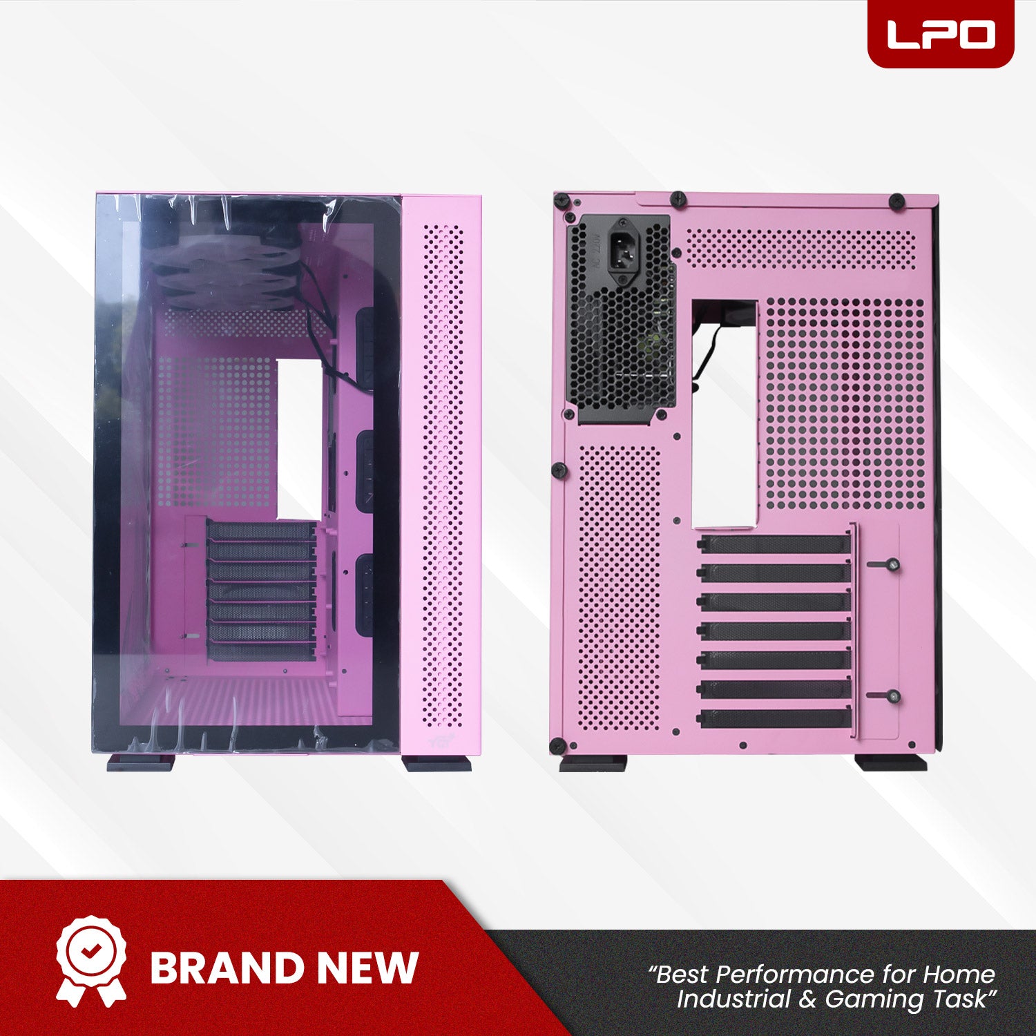 YGT V1 Dual Chamber ATX PC Case Gaming Tempered Glass Desktop Computer Case