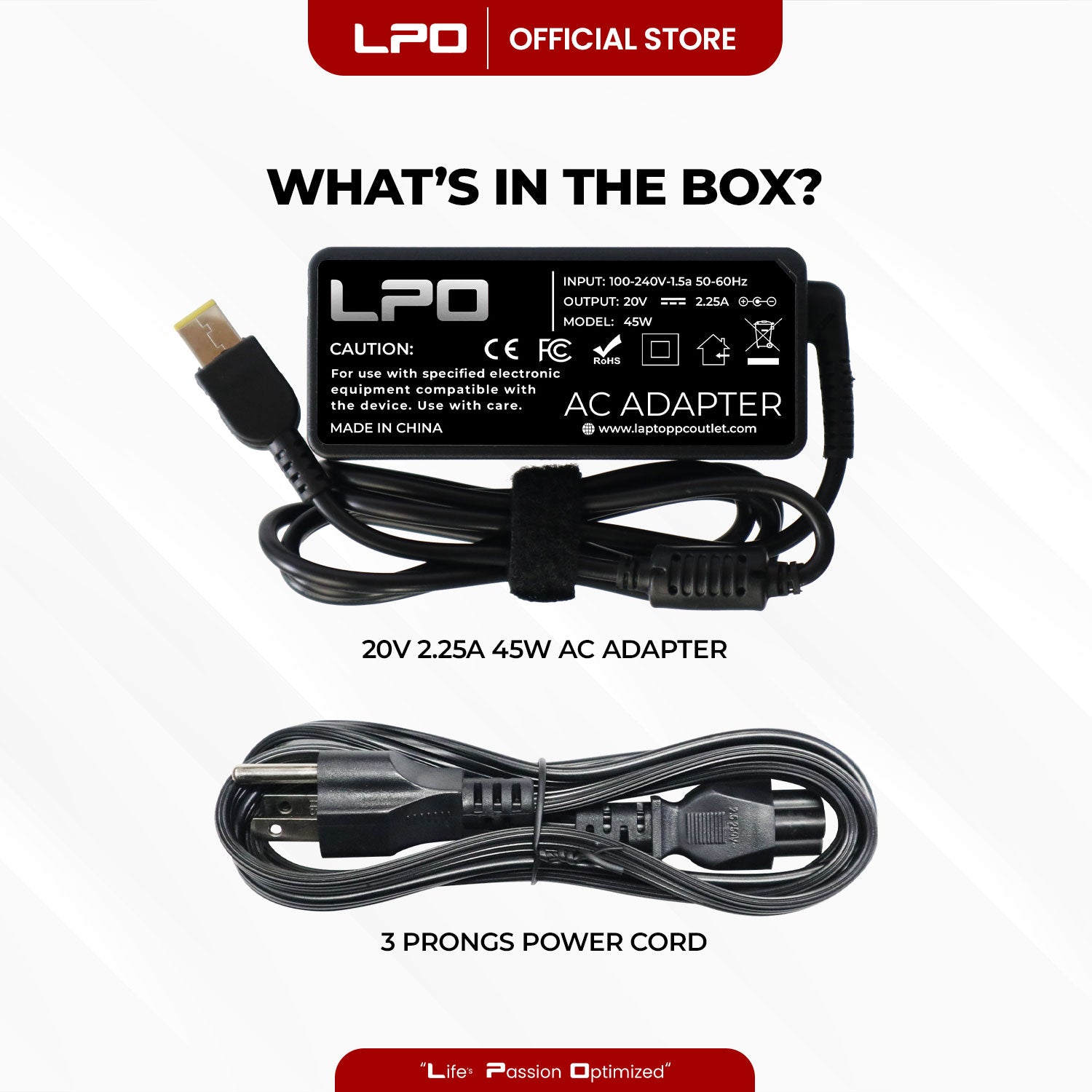 Laptop Charger Lenovo 20V 2.25A 45W	USB Pin Compatitble with Lenovo IdeaPad Touch , IdeaPad Series , IdeaPad Flex , ThinkPad Edge , ThinkPad , IdeaPad Yoga , G400 G405s G400s, G500, G500s, G40, G505, G50, G505