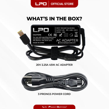 Laptop Charger Lenovo 20V 2.25A 45W	USB Pin Compatitble with Lenovo IdeaPad Touch , IdeaPad Series , IdeaPad Flex , ThinkPad Edge , ThinkPad , IdeaPad Yoga , G400 G405s G400s, G500, G500s, G40, G505, G50, G505
