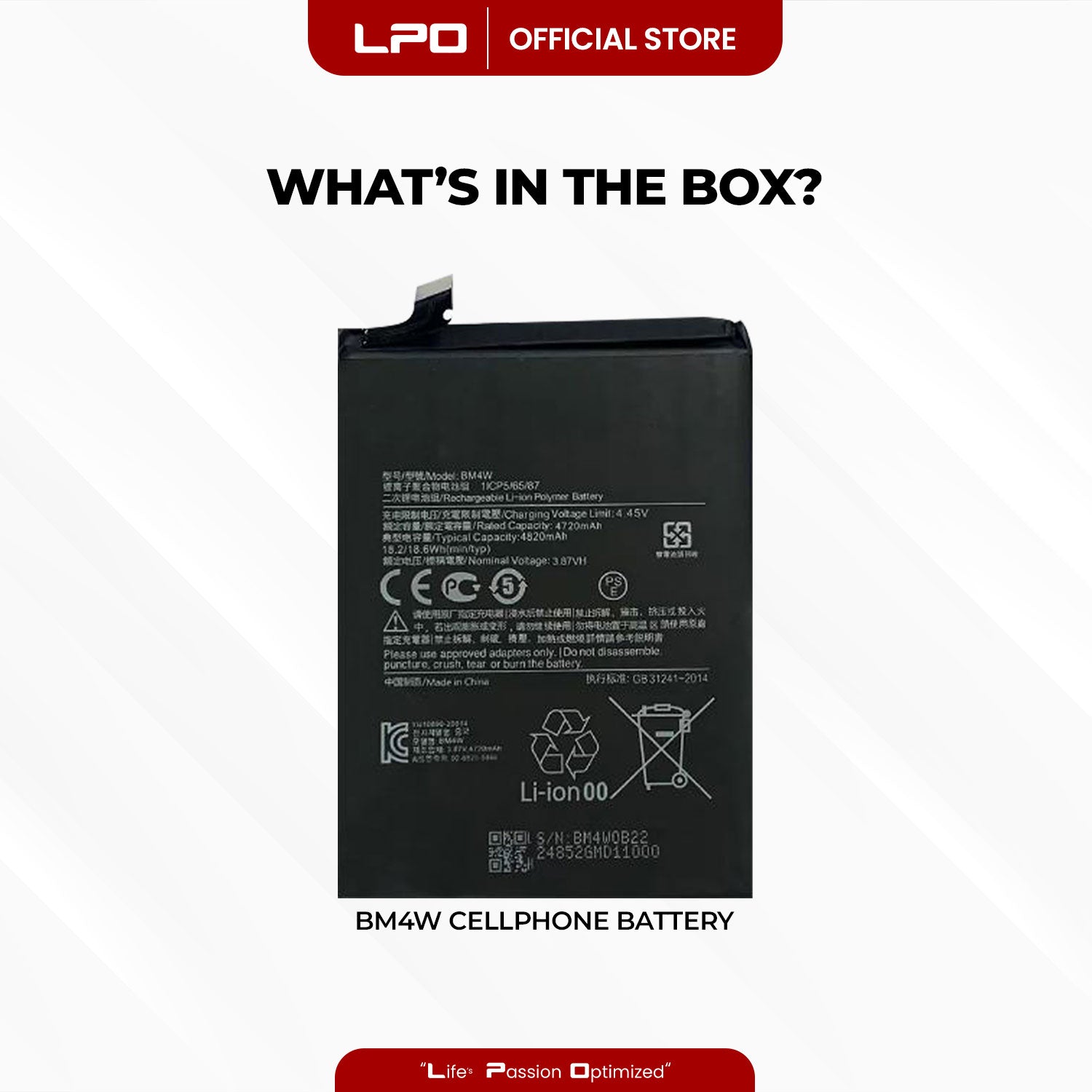 Cellphone Battery Xiaomi Mi 10T Lite 5G 2020 BM4W Compatible with Xiaomi Mi 10T Lite 5G 2020, M2007J17G - LPO Laptop PC-Outlet
