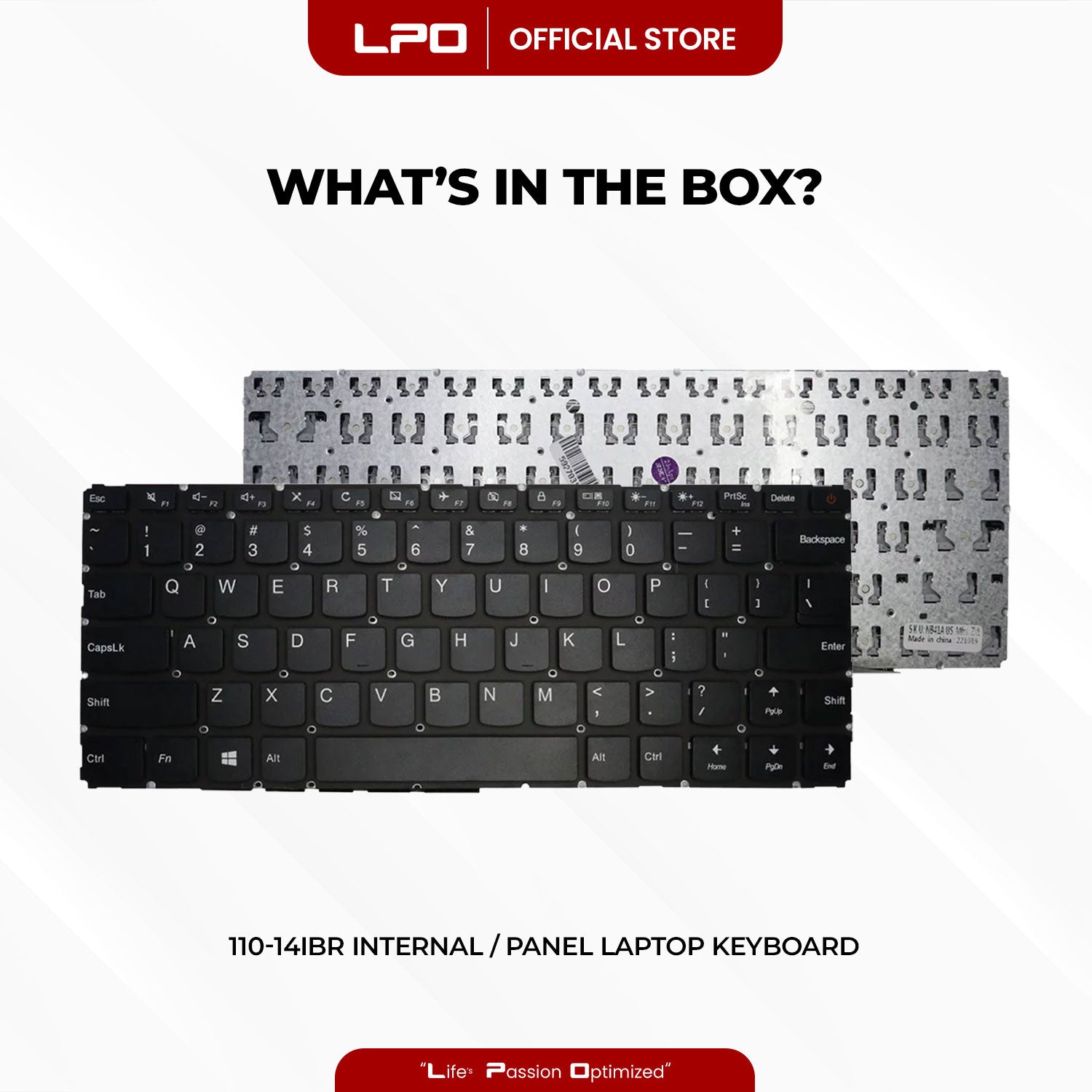 Laptop Keyboard LENOVO 110-14IBR Internal / Panel Black US Compatible with Lenovo Ideapad 110-14IBR 110-14AST