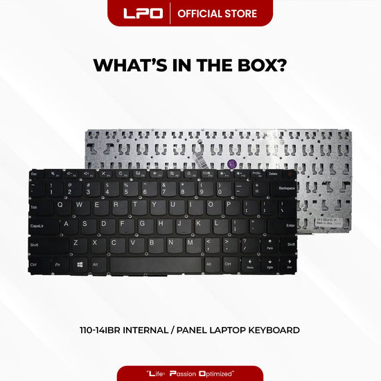 Laptop Keyboard LENOVO 110-14IBR Internal / Panel Black US Compatible with Lenovo Ideapad 110-14IBR 110-14AST